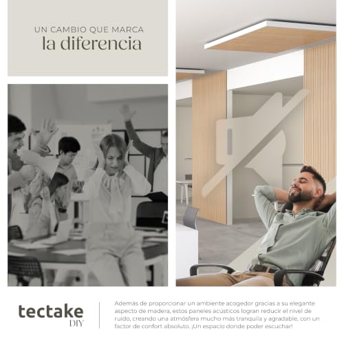 Detalle de tectake Paneles Acústicos 110x50 cm - Madera auténtica, 3D y cortables (8 uds)