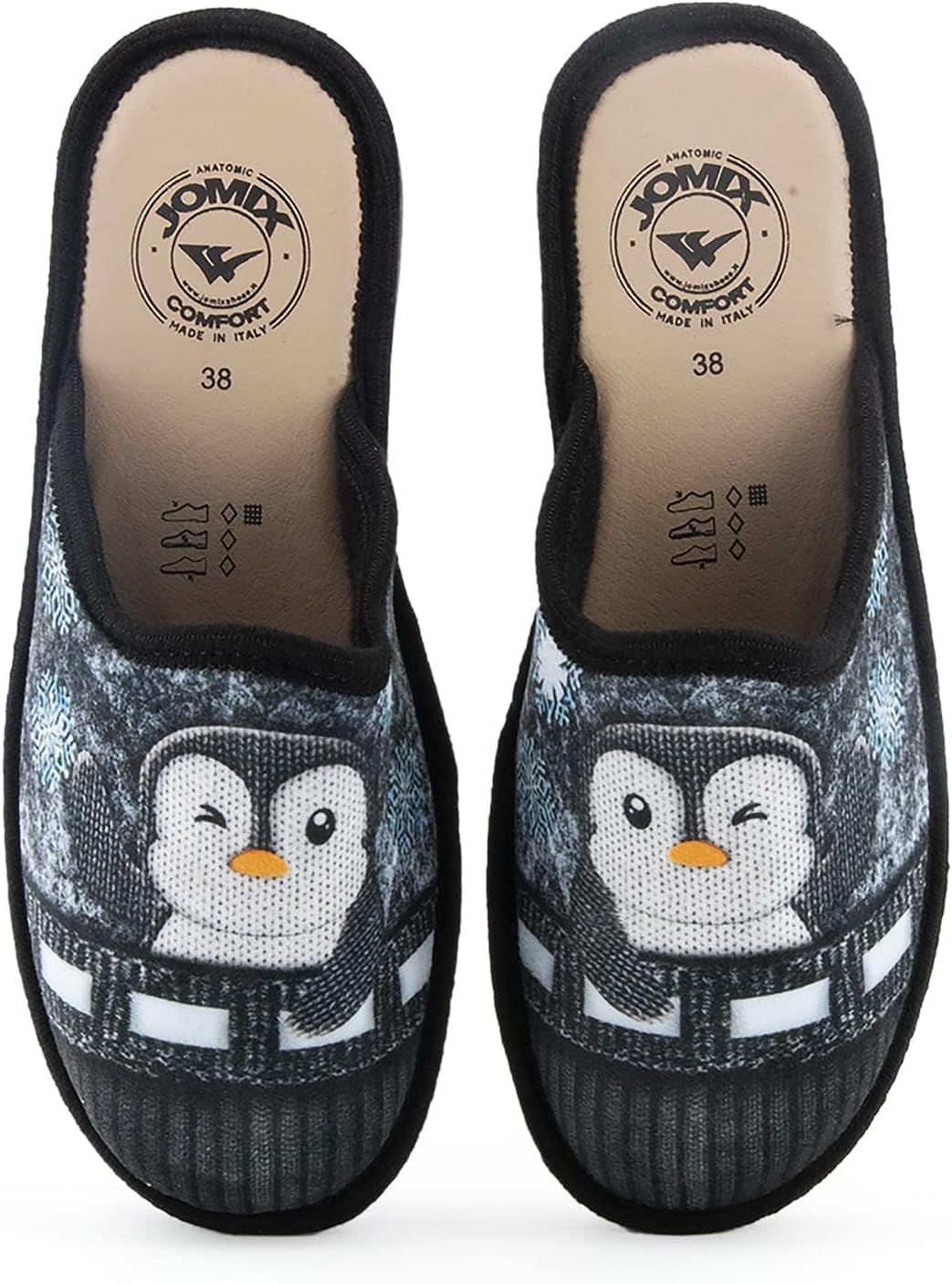 Detalle 2 de JOMIX pantoffels voor dames met sleehak, pluche en warme binnenvoering