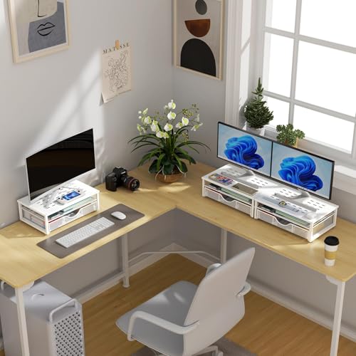 Thumbnail 6 de Pygocereri Monitor Stand Riser with Drawer – White