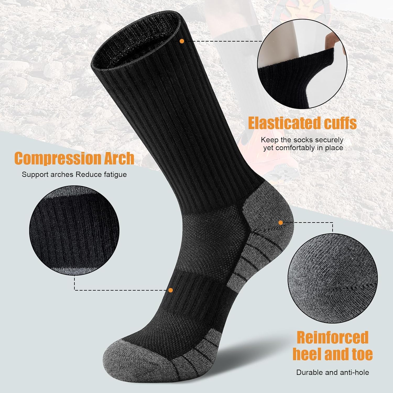 Thumbnail 5 de Niorasen Mens Sports Socks 6 Pairs