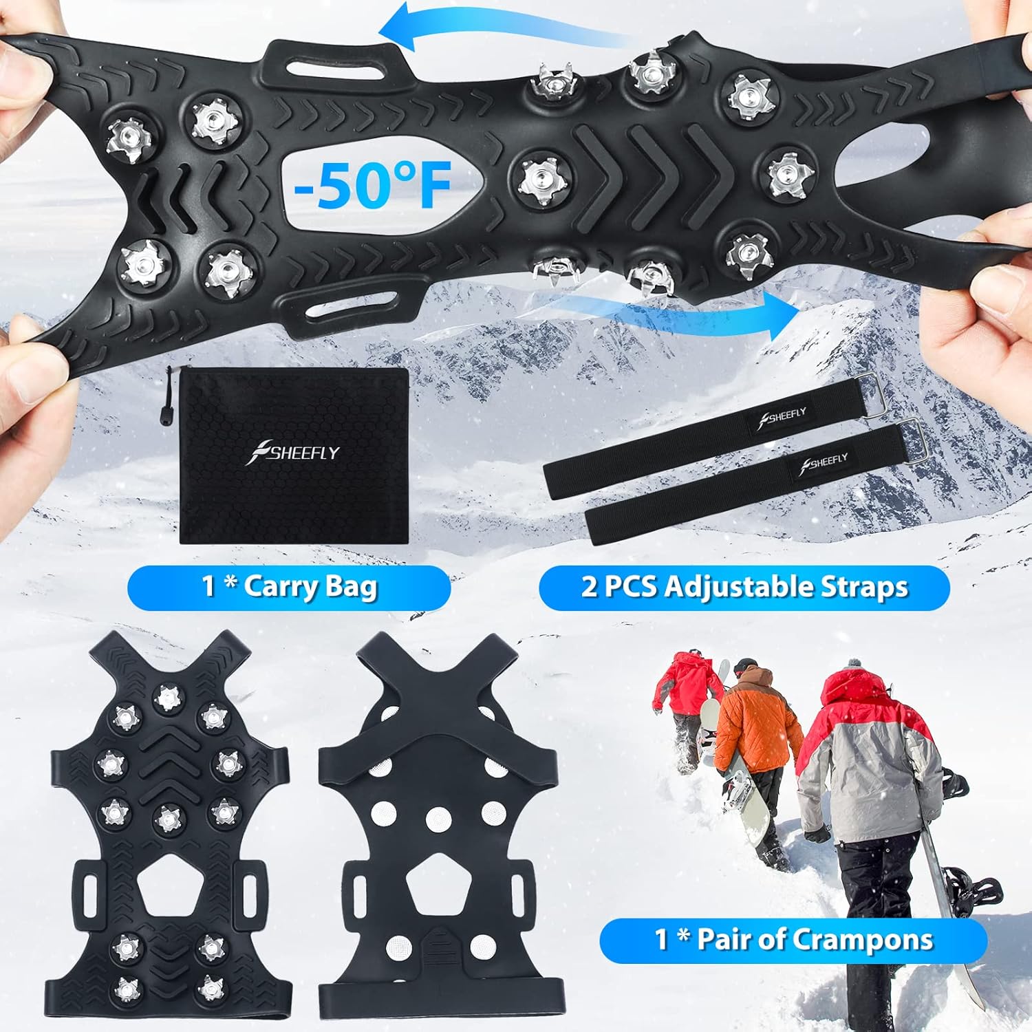 Thumbnail 2 de SHEEFLY Ice Grips with 12 steel studs