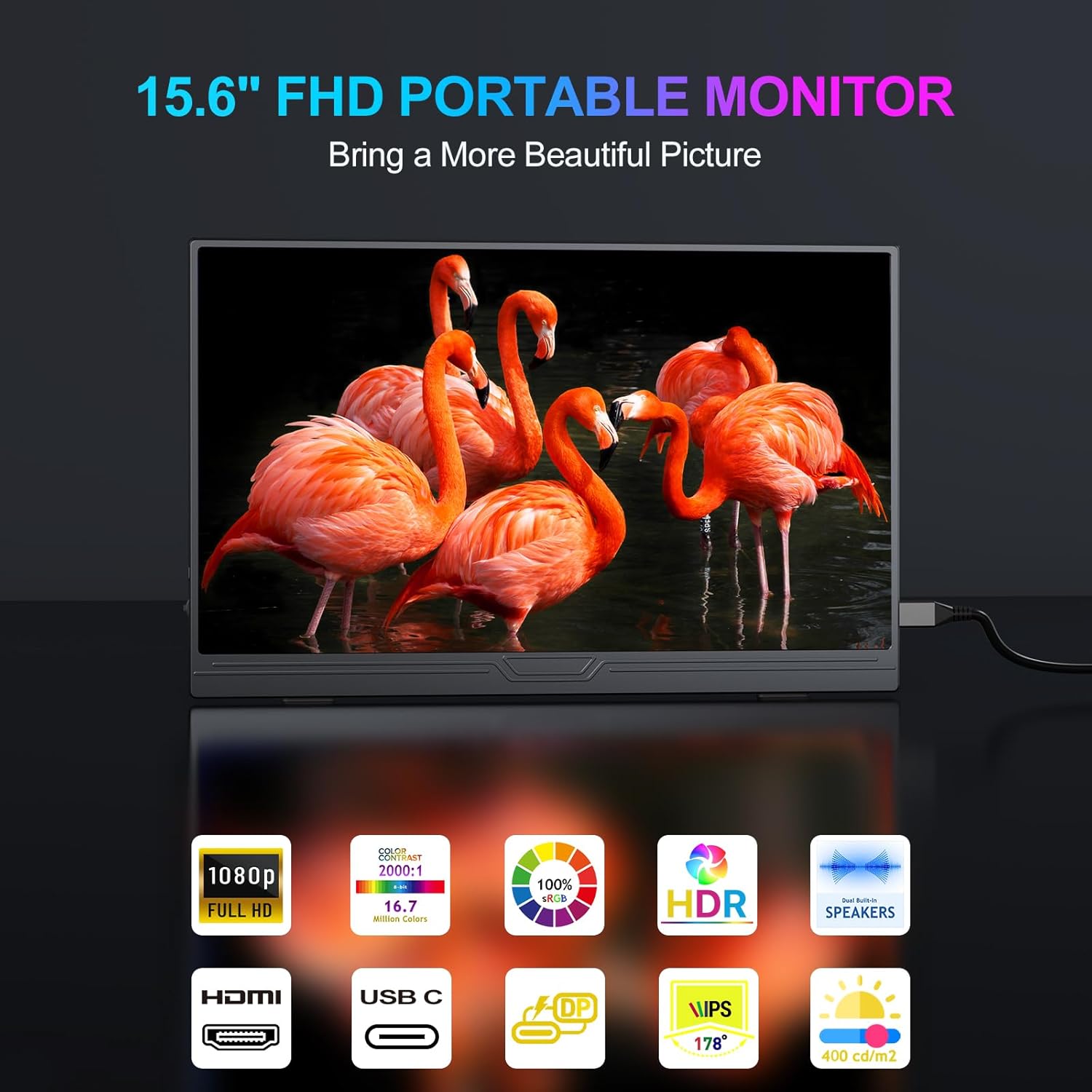 Detalle 2 de COOLHOOD Portable Monitor 15.6-inch FHD IPS
