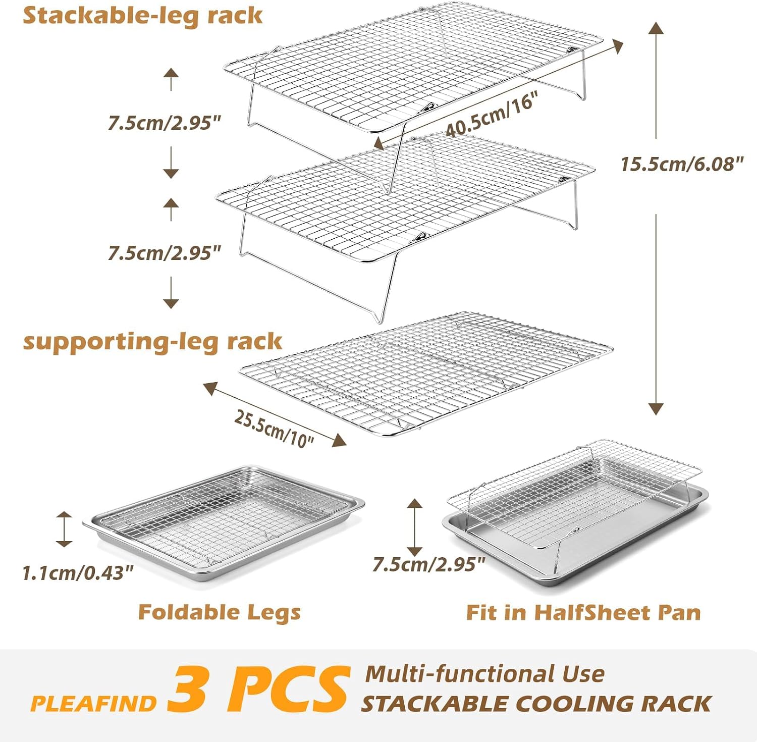 Thumbnail 1 de Pleafind Cooling Rack Set 16 x 10 Inch