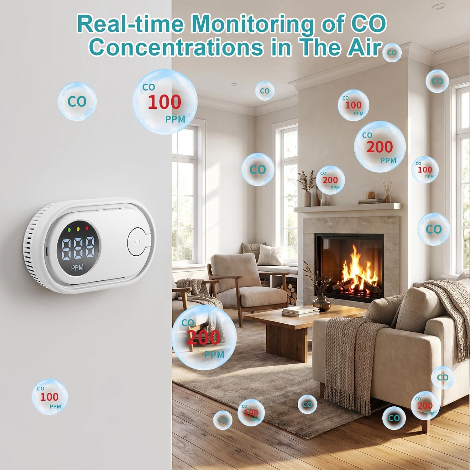 Thumbnail 5 de Carbon Monoxide Detector, Battery Powered CO Alarm with LED Digital Display