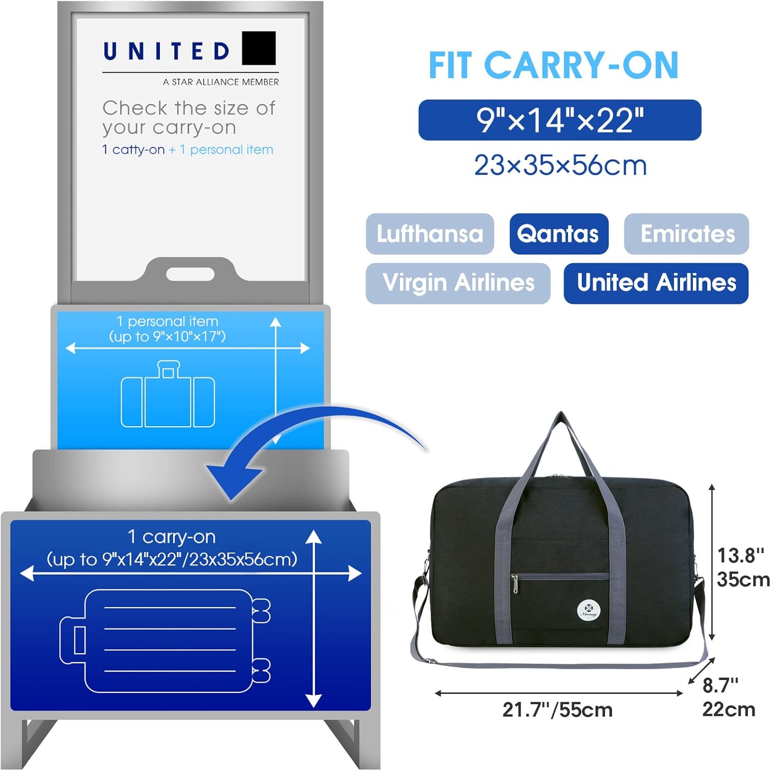 Thumbnail 1 de Narwey Easyjet Large Cabin Bag 56x45x25
