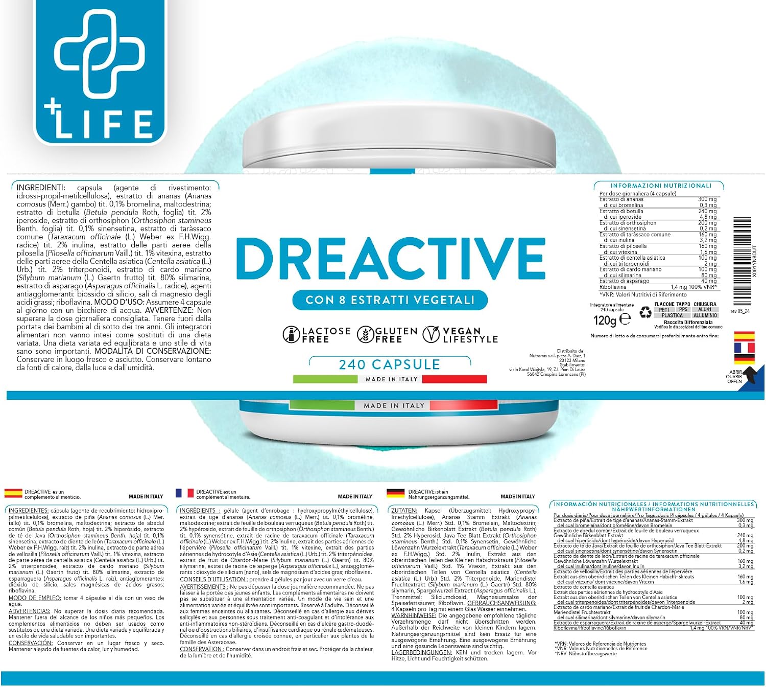 Detalle 2 de PiùLife Detox Depurativo 💧 Cápsulas para Retención y Drenaje