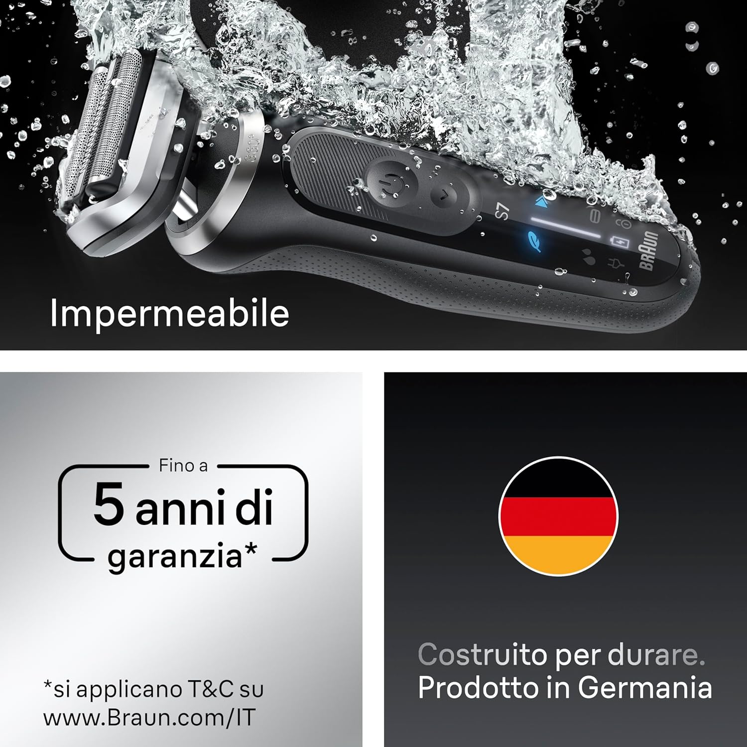Thumbnail 5 de Braun Serie 7 Rasoio Elettrico Barba Wet & Dry con Regolabarba 72-N4200s – Nero