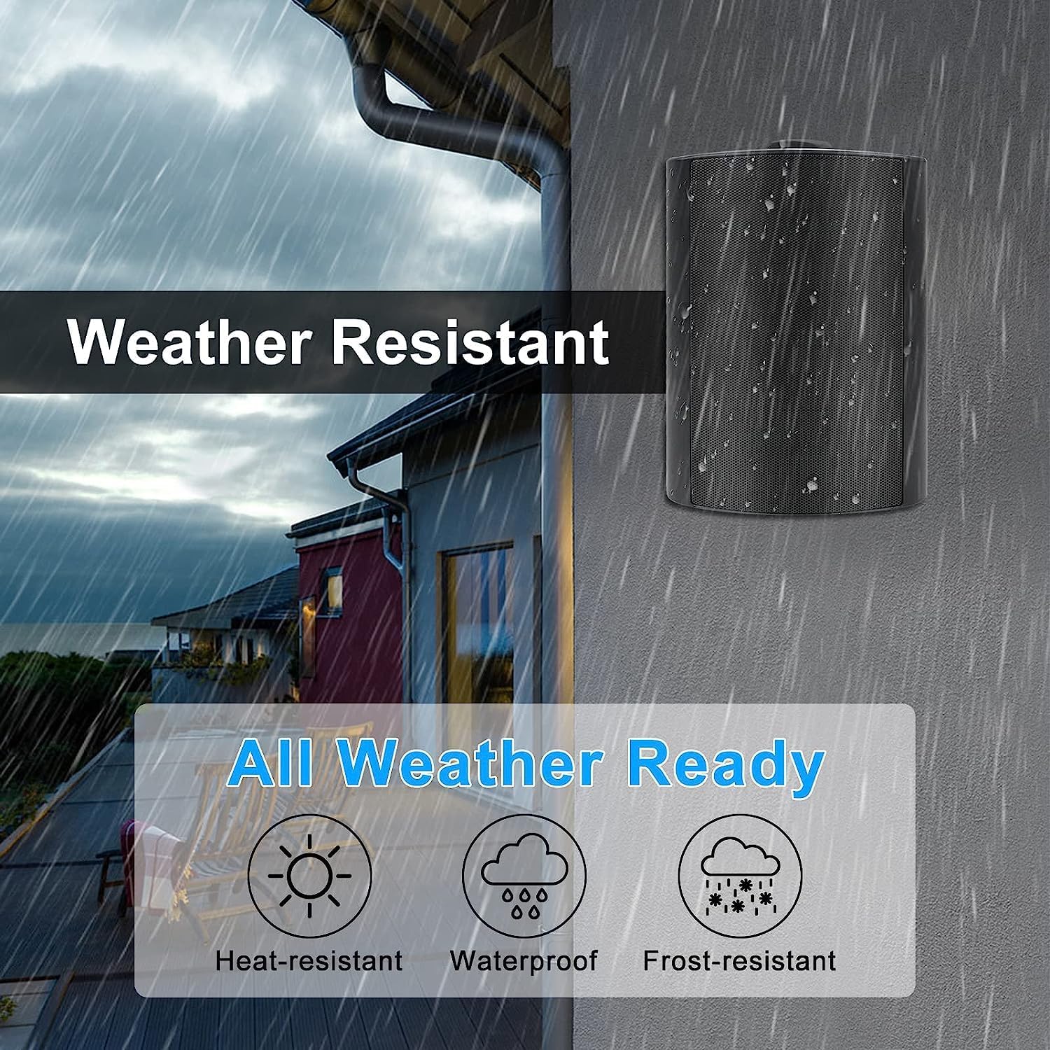 Thumbnail 5 de Herdio 5,25 Zoll Bluetooth Außen-Lautsprecher-Set (600W) – wetterfest, 4 Lautsprecher + Verstärkerbox