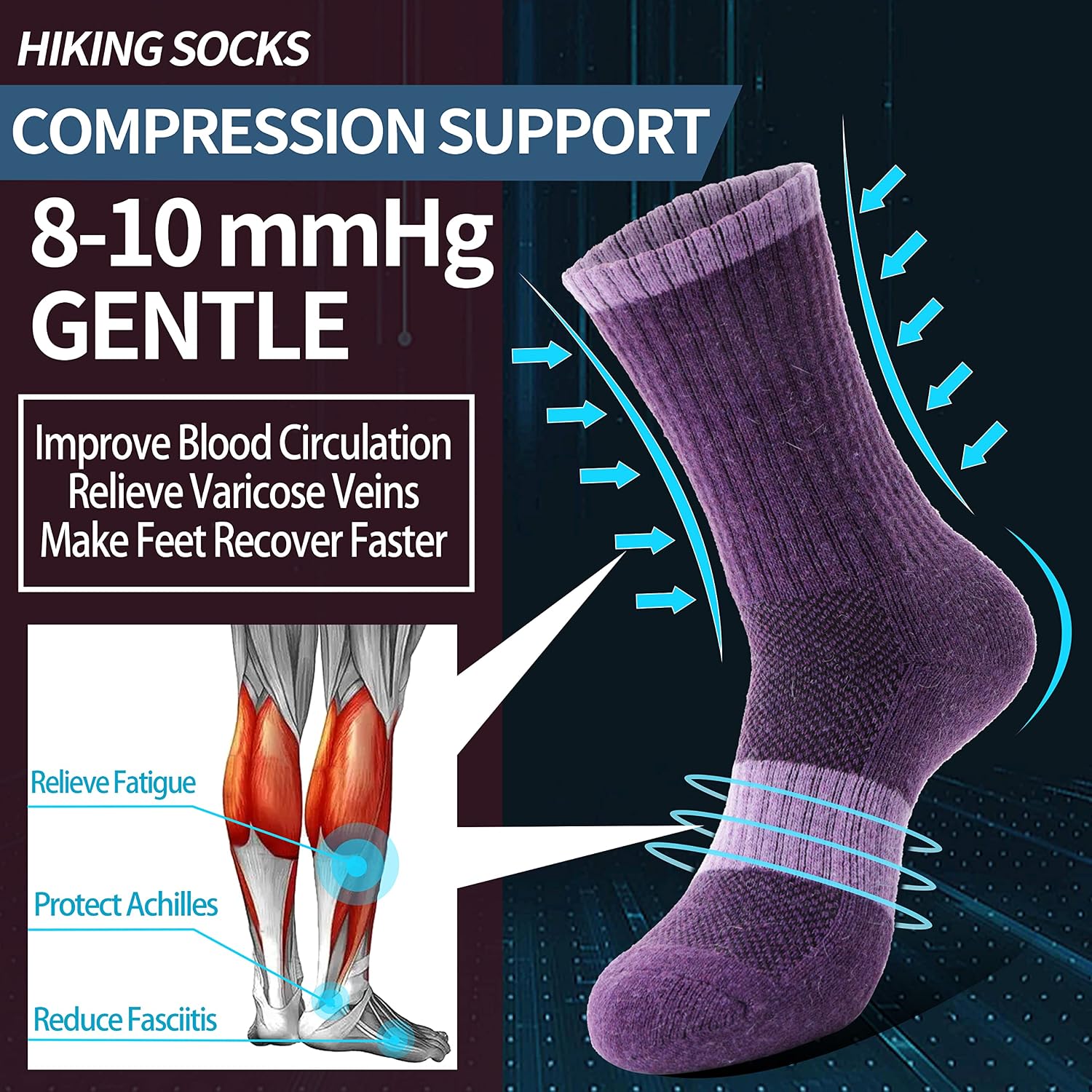 Thumbnail 3 de Anlisim Merino Wool Hiking Socks 5 Pairs