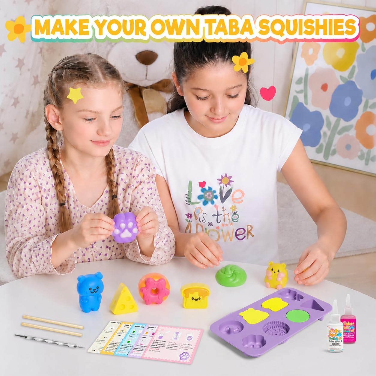 Detalle 2 de AMOSTING SQU01 Taba Squishy Making Kit with 8 Silicone Molds and 9 Colors