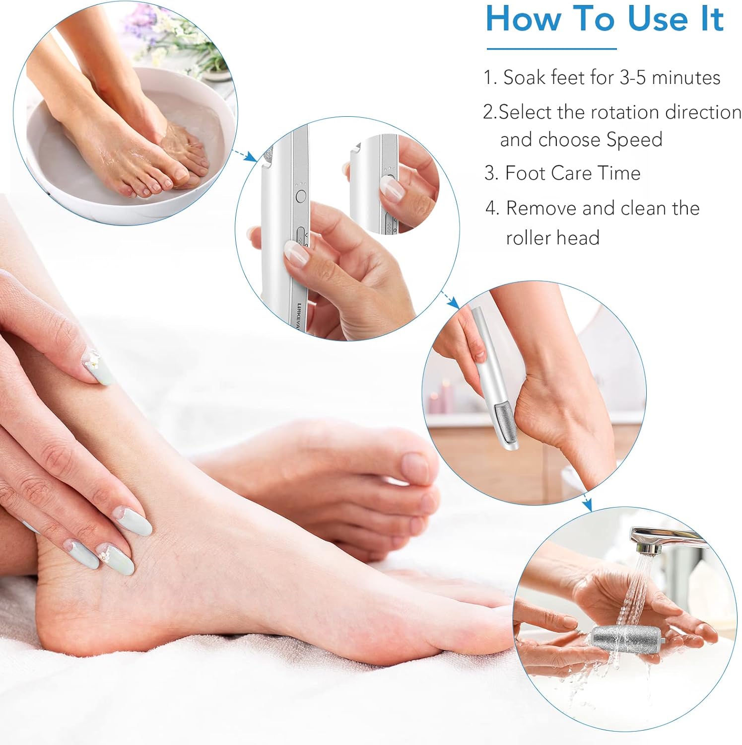 Thumbnail 5 de LINKEVAP Electric Callus Remover for Feet Professional Pedicure Kit (Cold White)