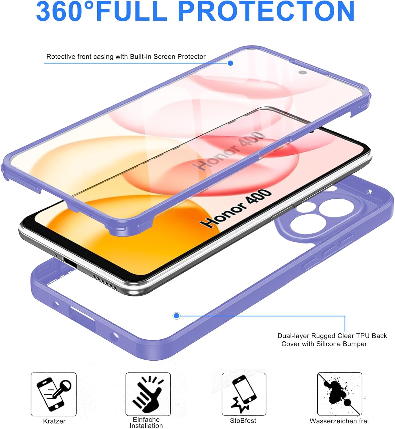 Thumbnail 1 de WeiCase Hülle für Honor 400 5G – Transparente 360° Schutzhülle mit Displayschutz