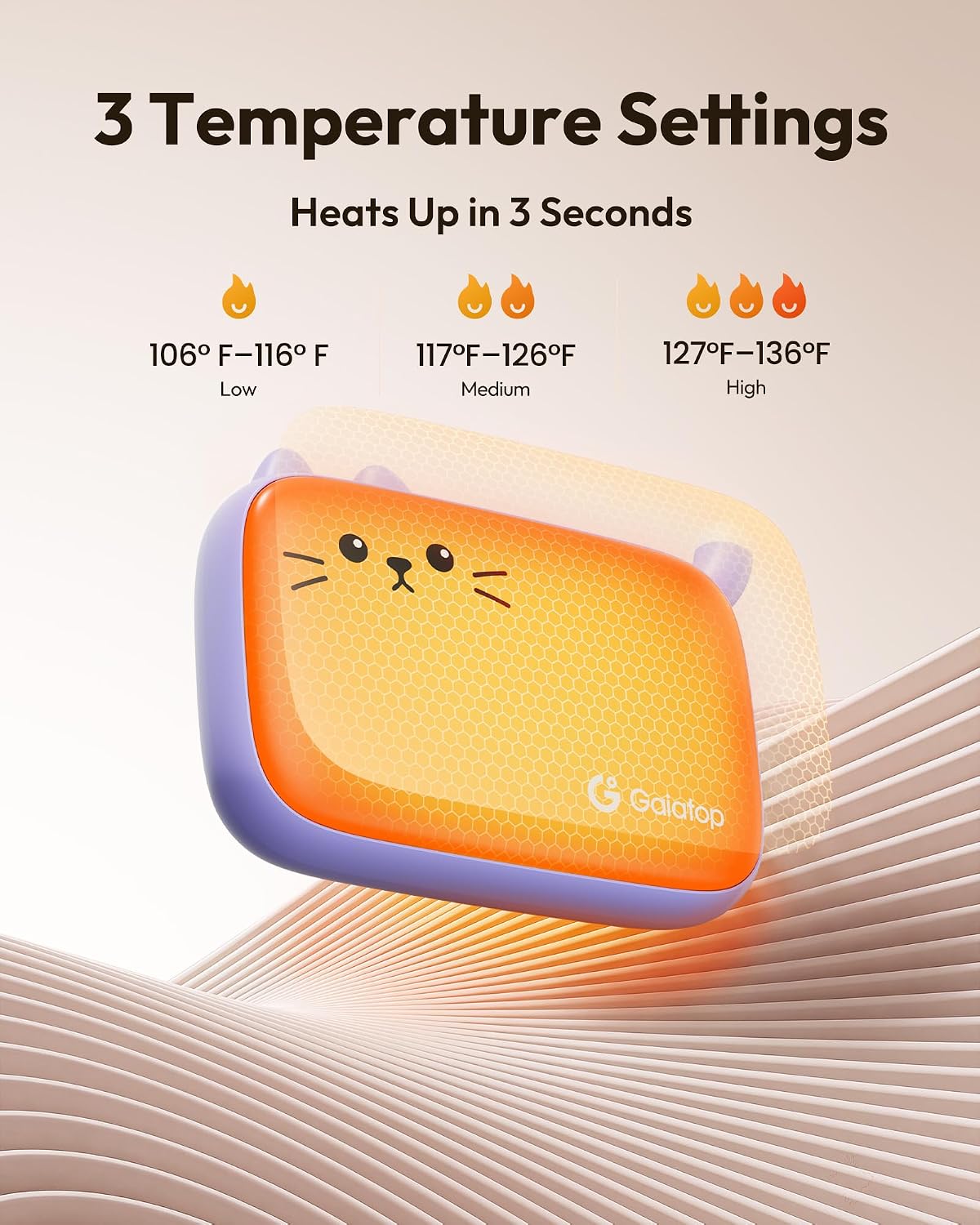Detalle de Gaiatop HW-10 Rechargeable Hand Warmers, 2-Pack, 3 Heat Levels