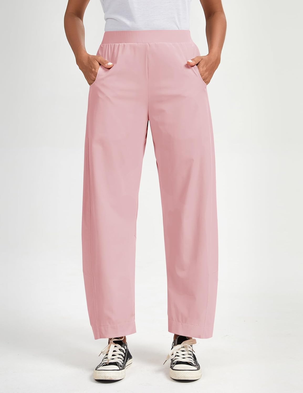 Thumbnail 3 de LOMON Wide Leg Barrel Pants for Women (27" Inseam) — wrinkle-free, quick-dry work & casual palazzo slacks with pockets