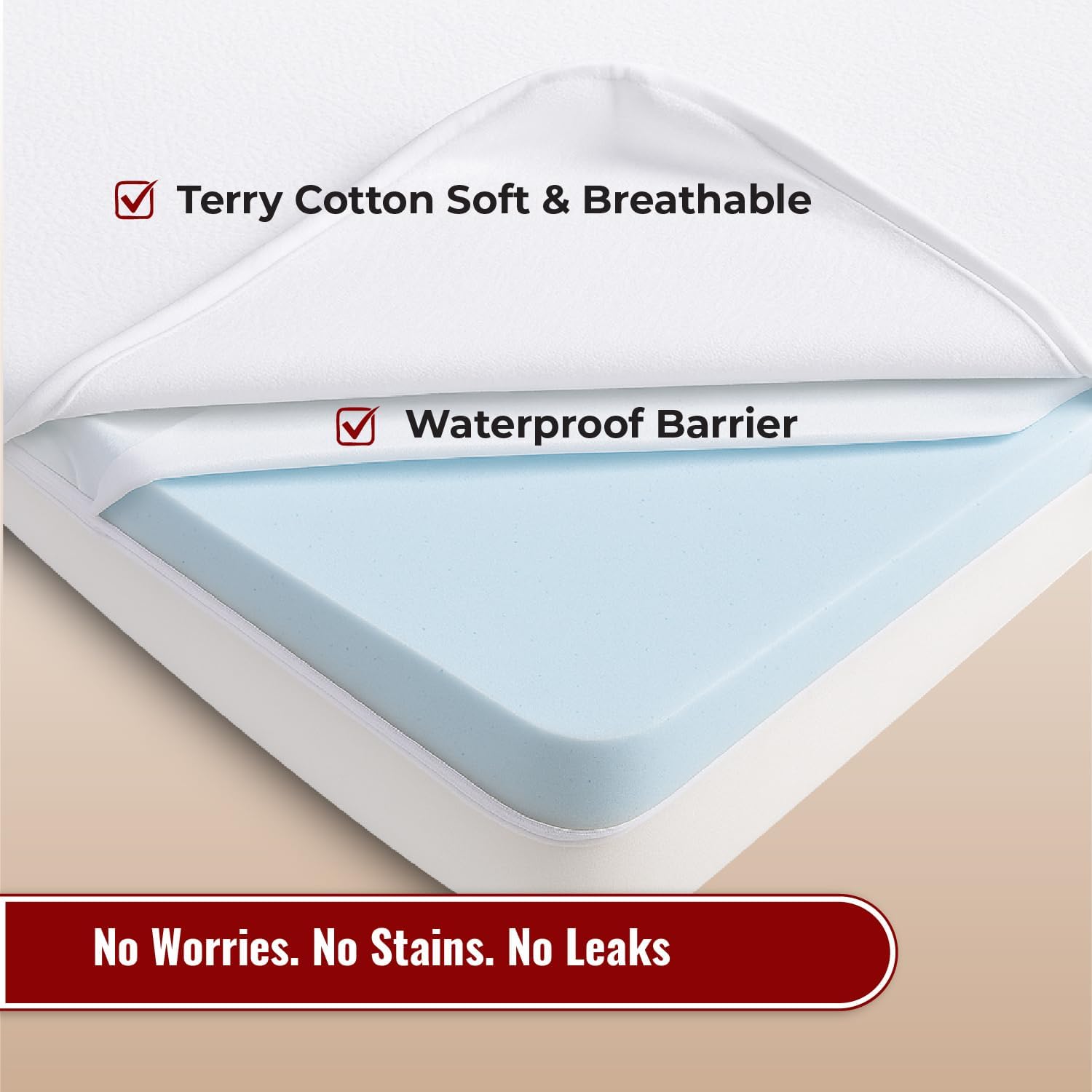 Detalle 2 de Lakhmaali 2x Moses Basket Mattress Protector – 75 × 35 cm, 155 GSM Terry Towelling, Waterproof & Silent