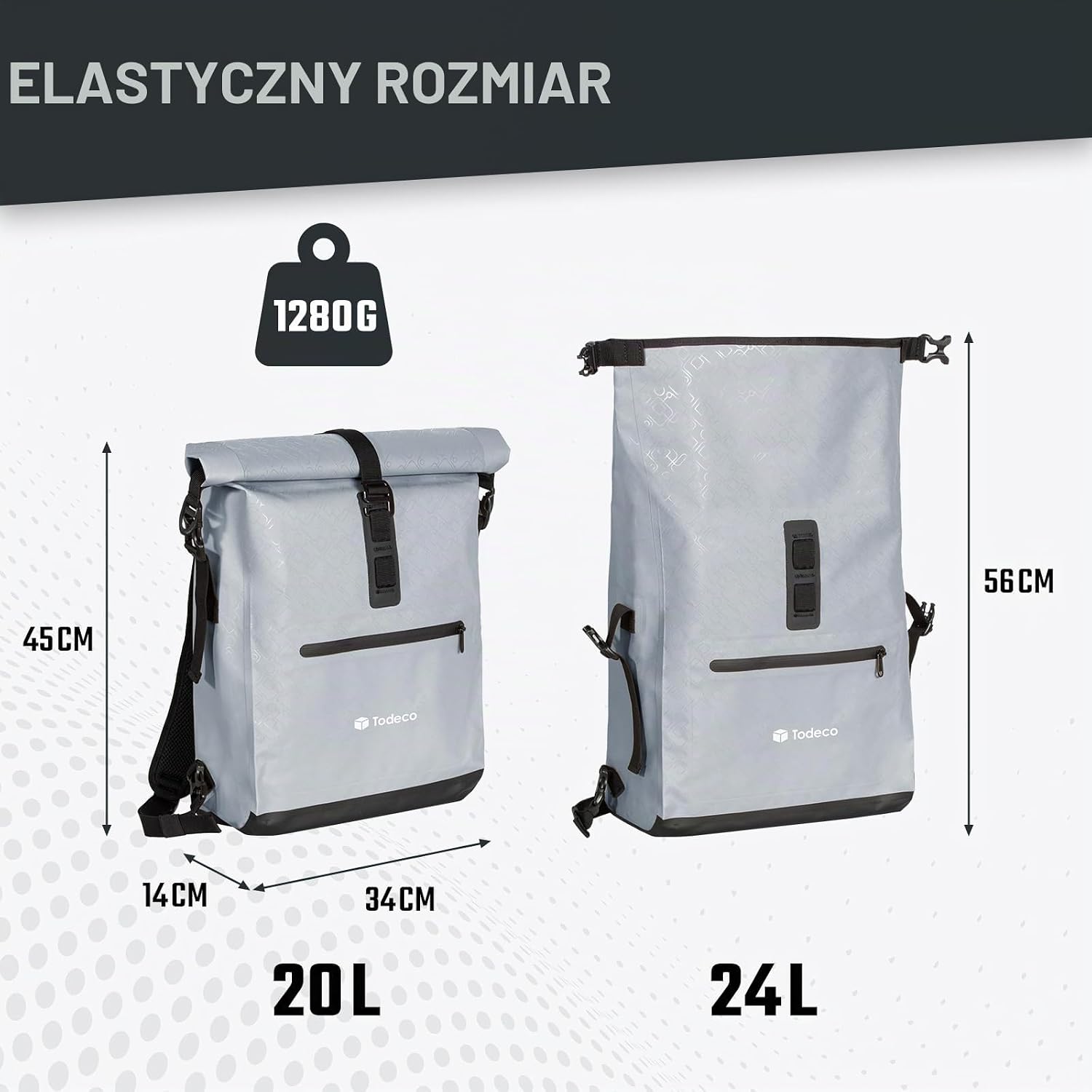 Detalle 1 de Todeco plecak rowerowy 3w1, 20–24 l, wodoodporny, z komorą na laptop 15″