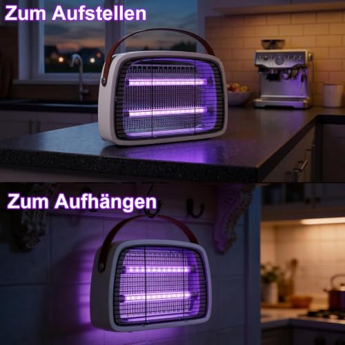 Detalle de WUEAOA Insektenvernichter elektrisch mit 2×6W UVA LEDs, IPX4, 3800V – Wandmontage, chemiefrei