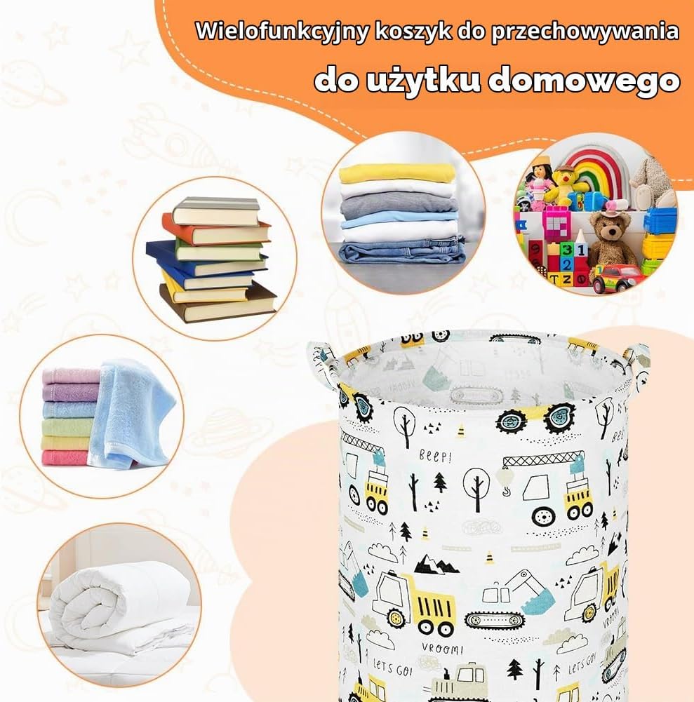 Detalle 2 de AUAUY 5755145 składany kosz na pranie 40 × 50 cm, pojazd budowlany