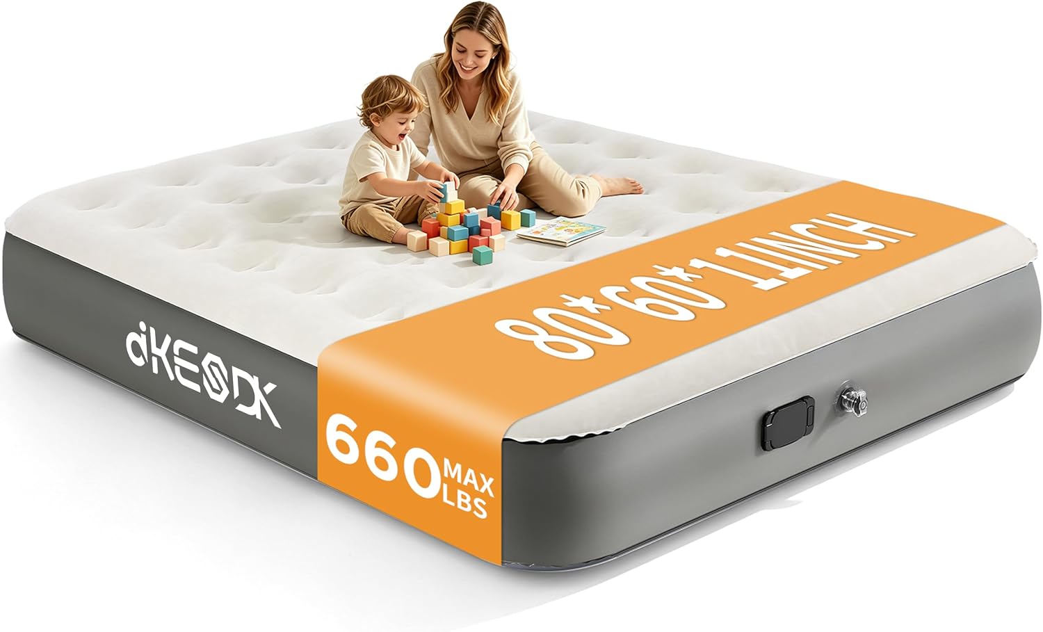 Detalle de dkesdk BB-002 Queen Air Mattress with Built-In Pump, Flocked Top