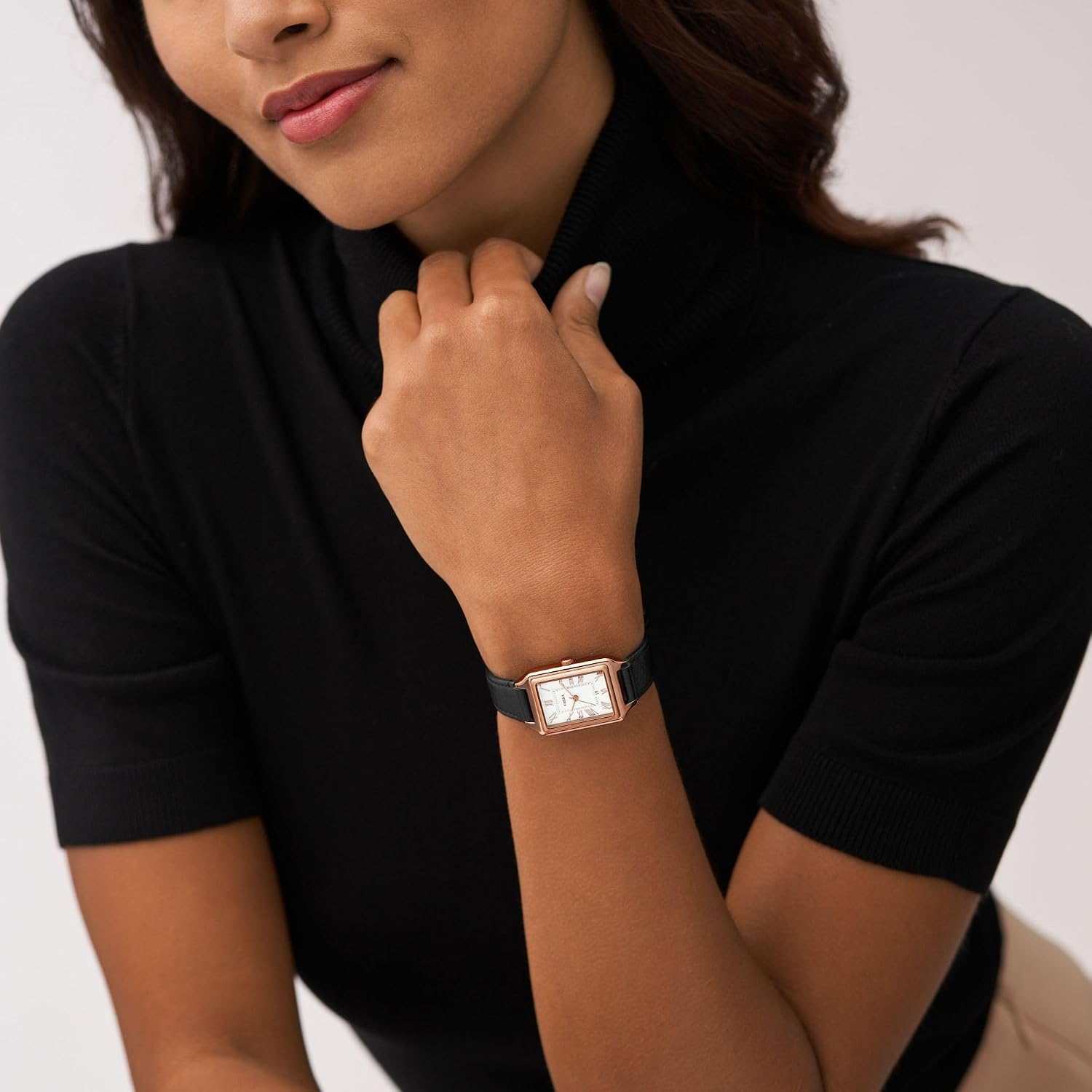 Detalle 2 de Fossil Raquel Damen-Armbanduhr: Quarz-DREI-Zeiger, Lederband, 50 m wasserdicht