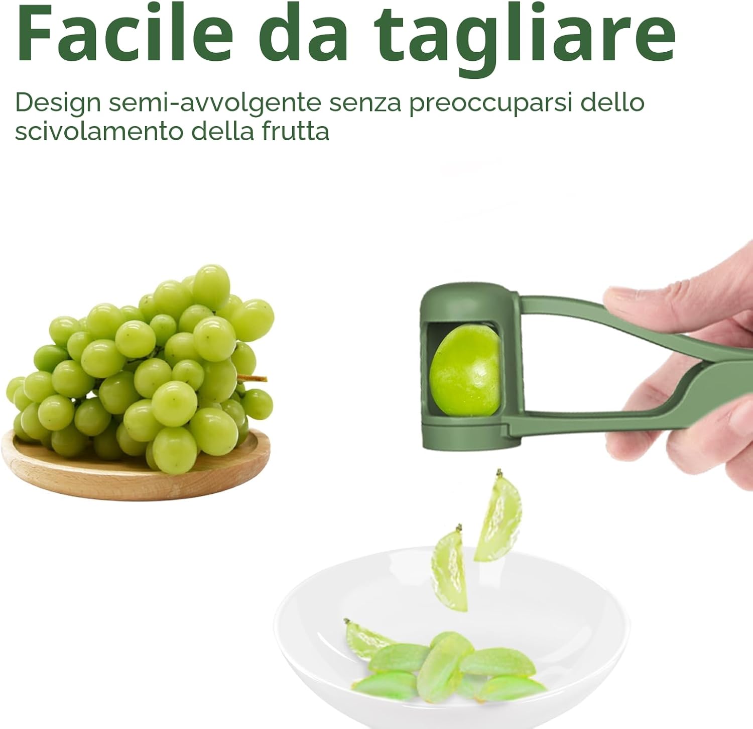 Detalle de WhiteRhino Taglia Uva: Affettatrice Sicura e Veloce per Frutta e Verdura senza Semi