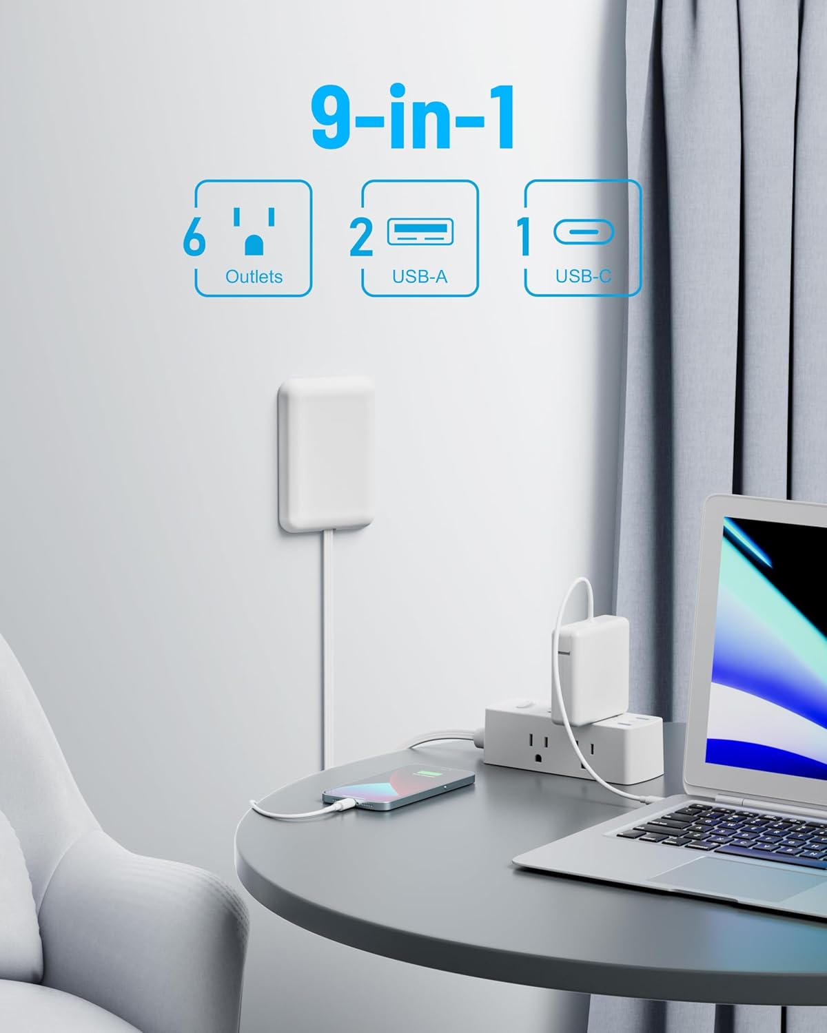 Detalle 2 de olcorife Flat Extension Cable, 5 ft, 6 Outlets ๐