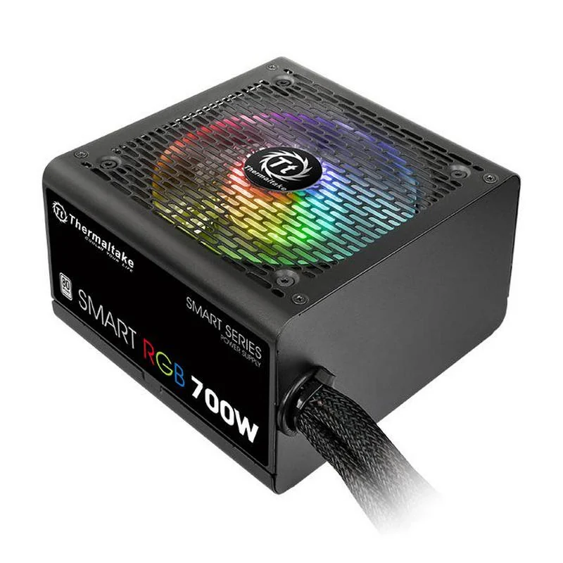 Detalle de Thermaltake Smart RGB 700W 80 Plus, fuente de alimentación con ventilador RGB de 120 mm