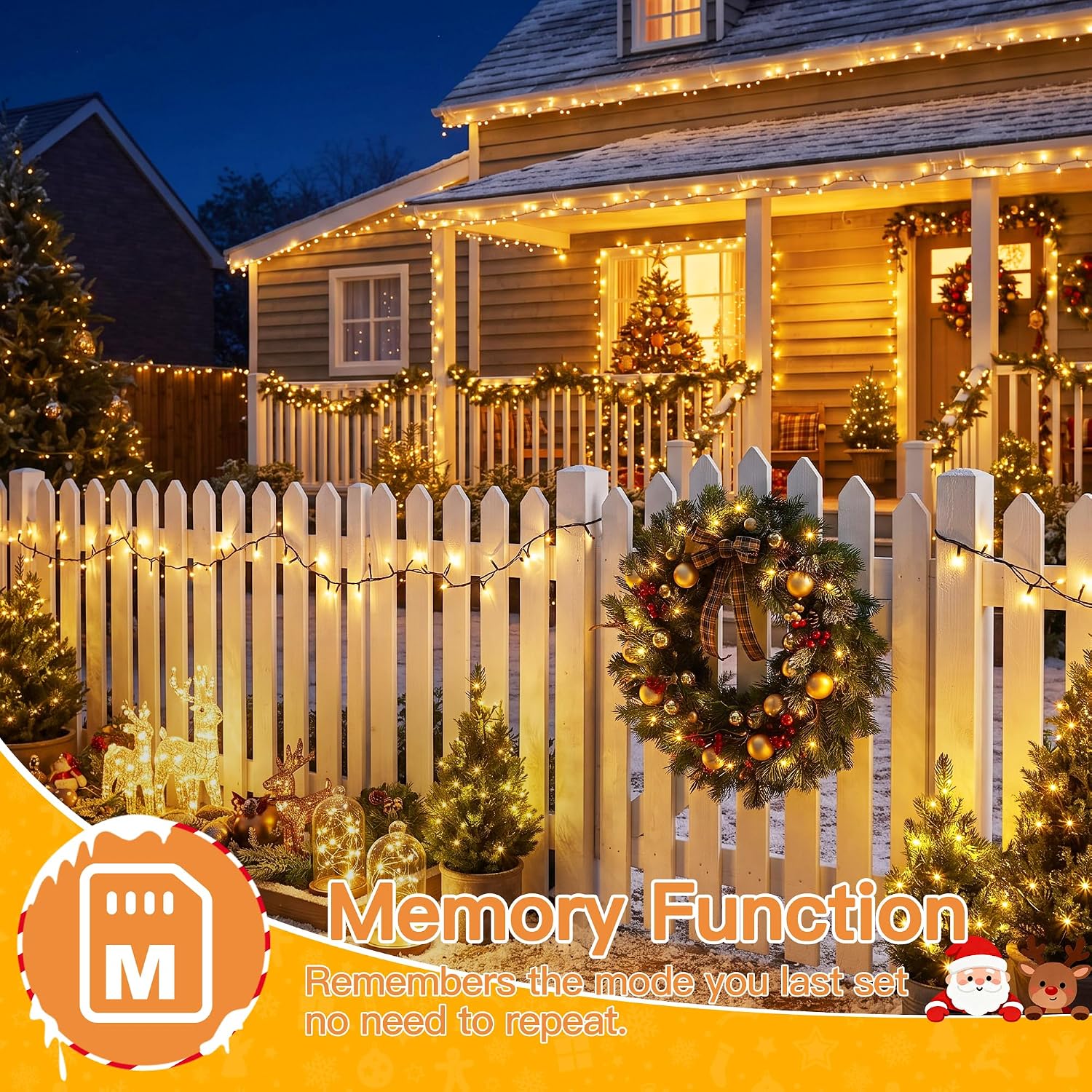 Detalle de HeiPard 164ft Warm White LED Christmas Lights, 500 LEDs, Remote Control