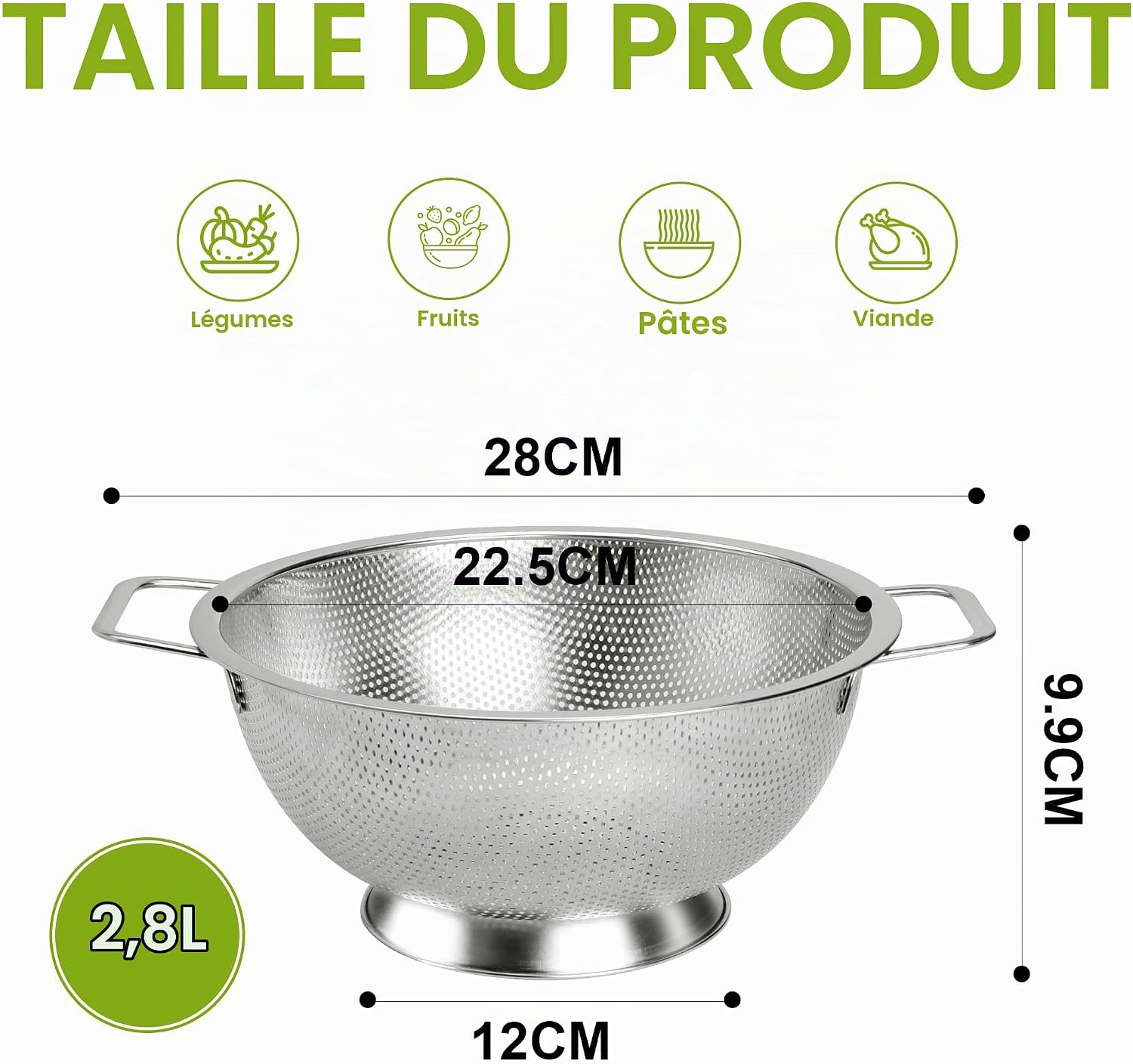 Detalle 2 de YC Kitchen LSL-BXG-22.5CM-DE vergiet in roestvrij staal, 3 liter