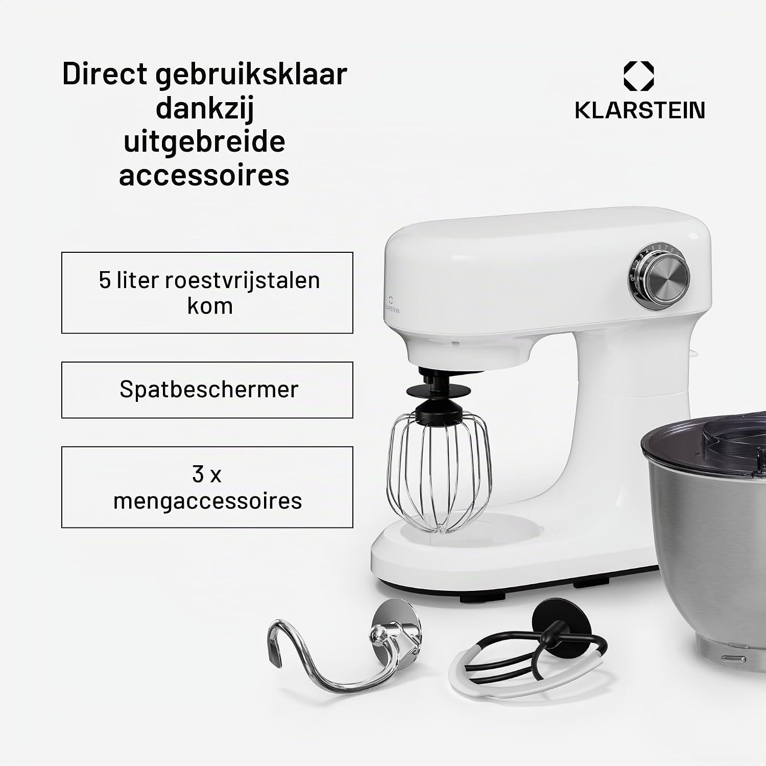 Detalle 2 de Klarstein Bella Evo SM-B03B keukenmixer, 5 liter, 12 snelheden, 1500 W