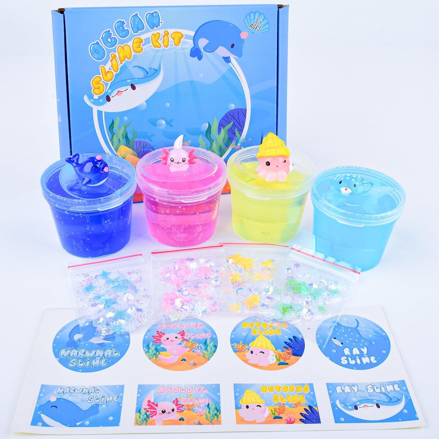 Thumbnail 5 de 4 Pack Crunchy Crystal Slime Pink Axolotl