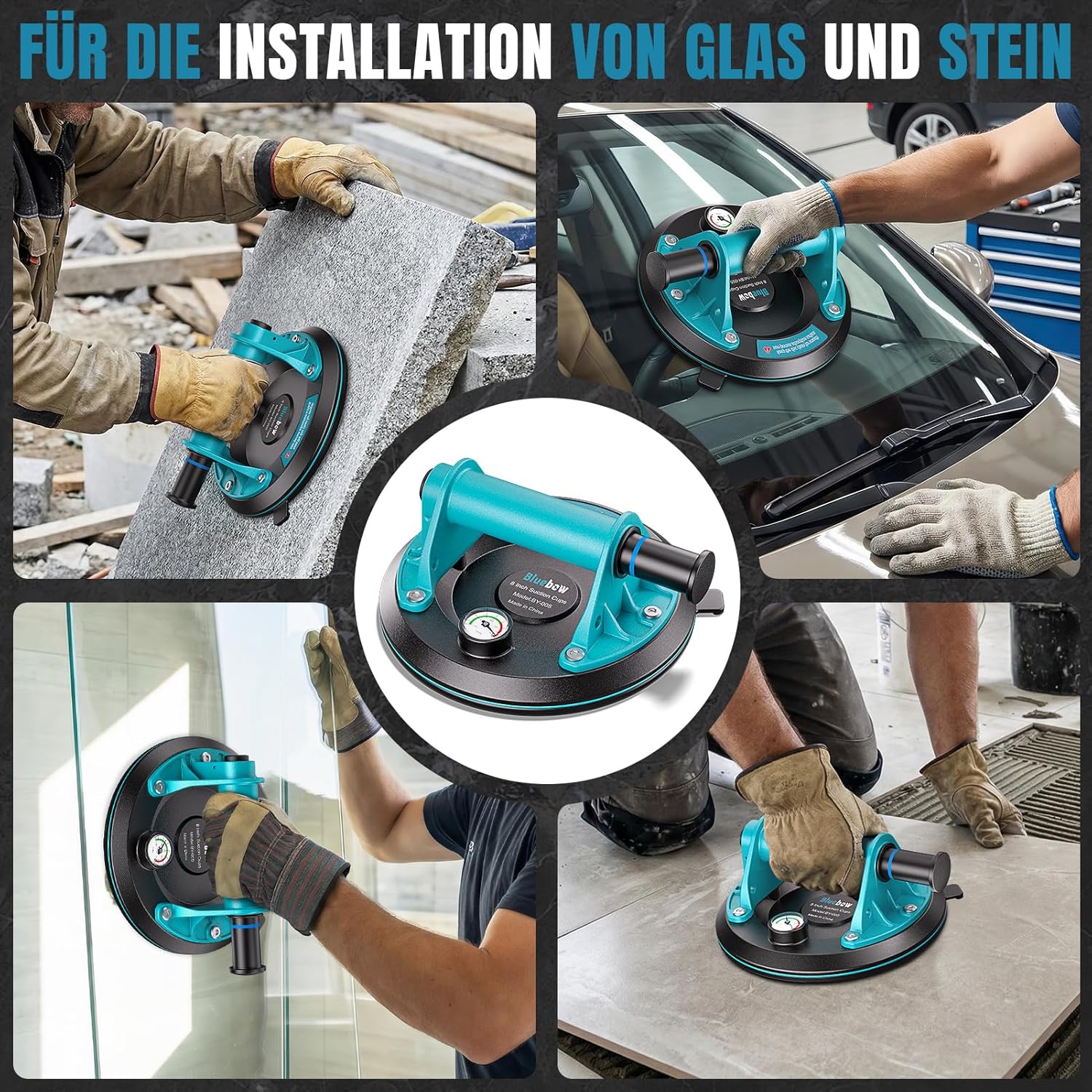 Thumbnail 6 de Saugheber Fliesen – 2er-Set Saugnapf mit Manometer, Tragkraft bis 200 kg pro Saugnapf