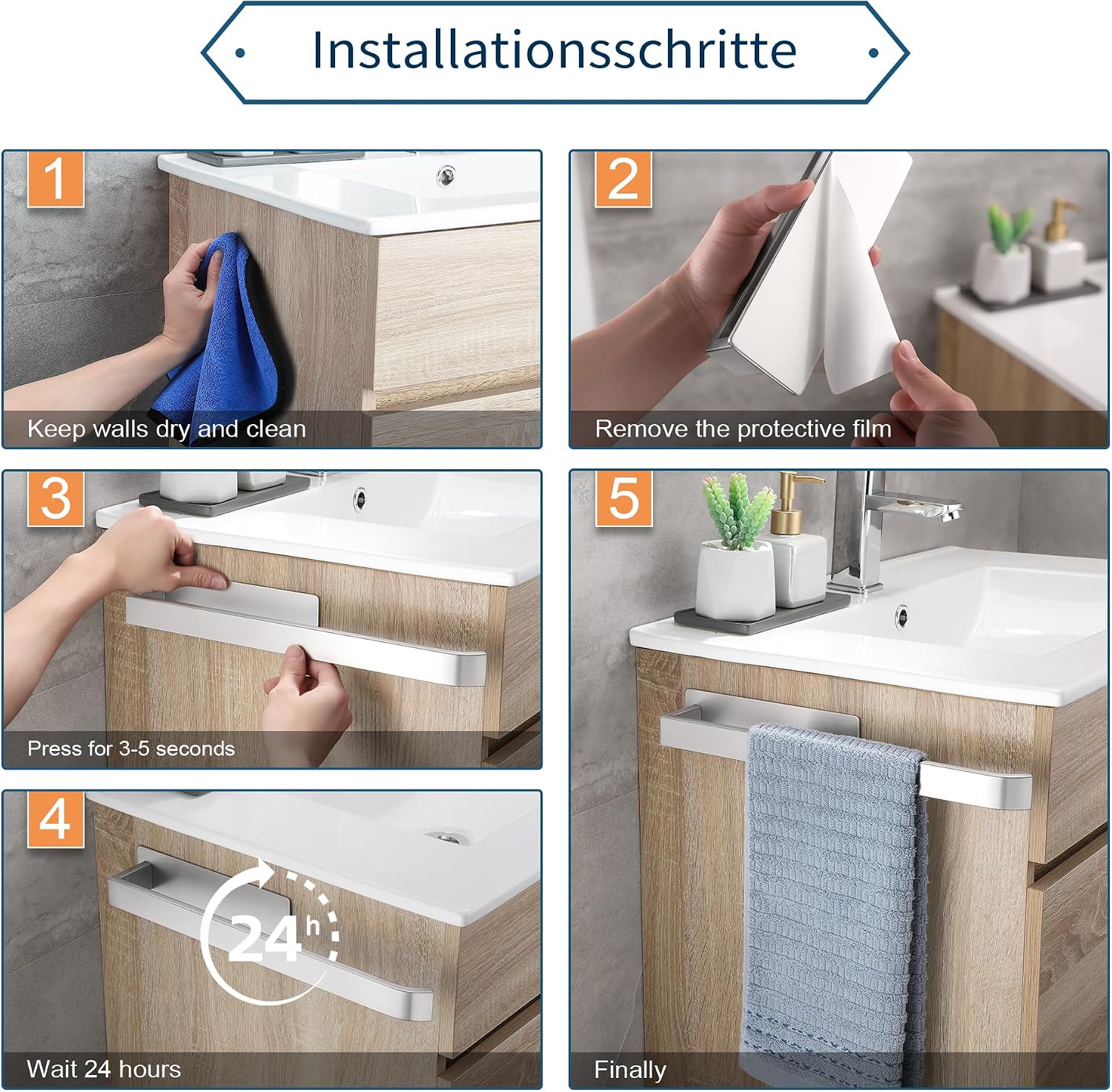 Thumbnail 6 de OETAMS Handtuchhalter 38 cm Edelstahl gebürstet