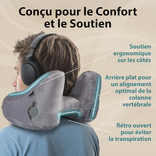 Detalle de FLOWZOOM AIR coussin de voyage gonflable à capuche, taille L, forme en H
