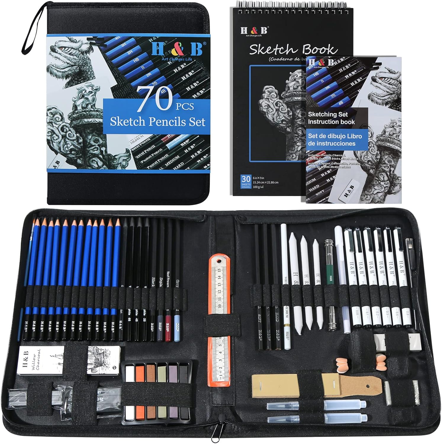 Thumbnail 6 de H & B 75 pezzi set matite da disegno – Kit professionale per principianti e artisti