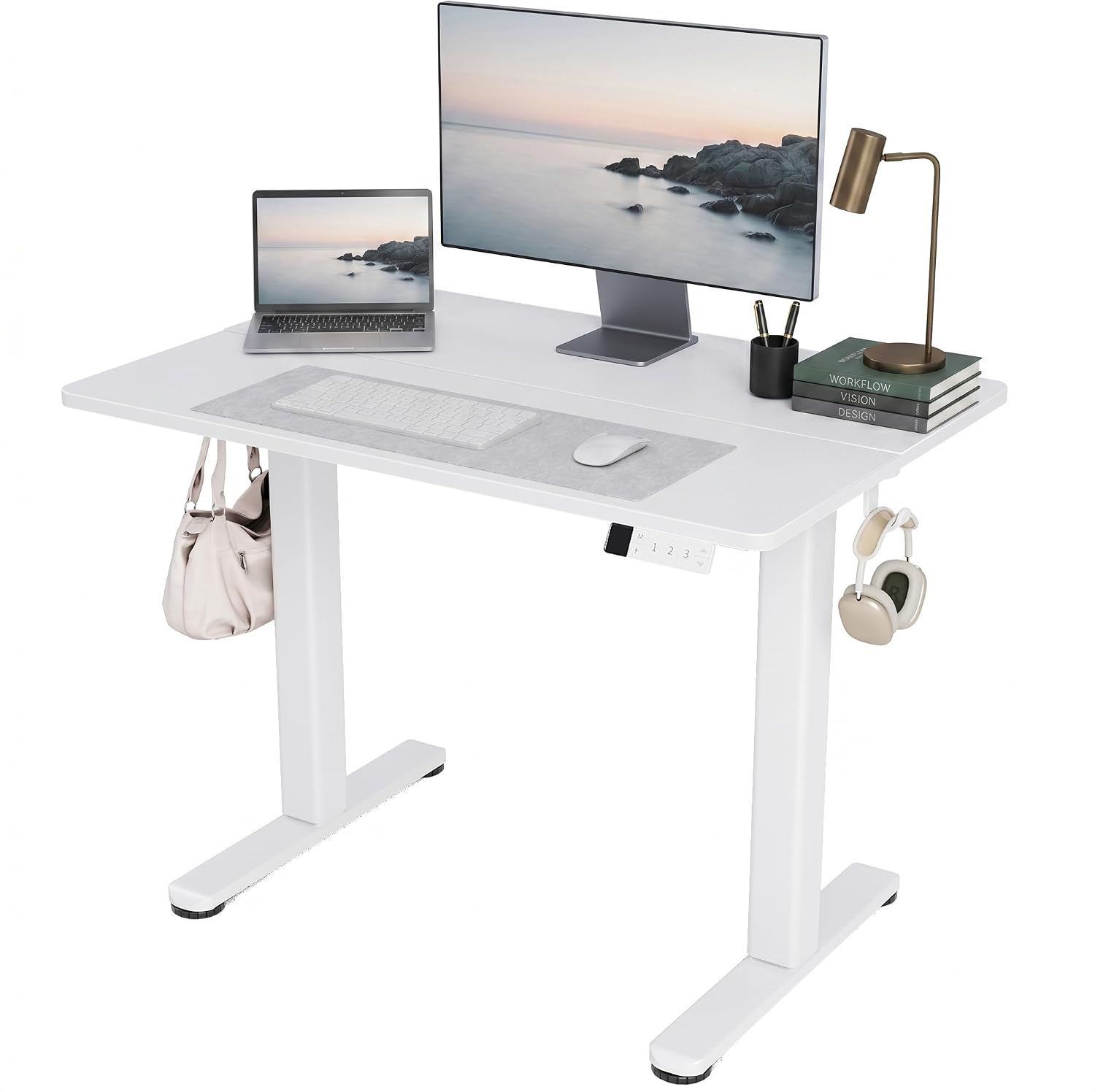 Detalle de Claiks P3.01.001.0003 Electric Standing Desk, 40 x 24 Inch, White