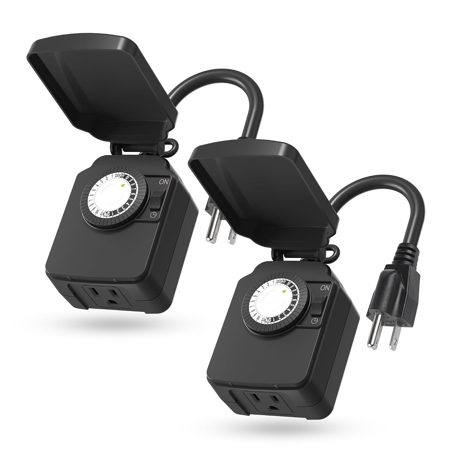 Detalle de BN-LINK 24-Hour Outdoor Mechanical Timer, 2-Pack, 30-Minute Intervals