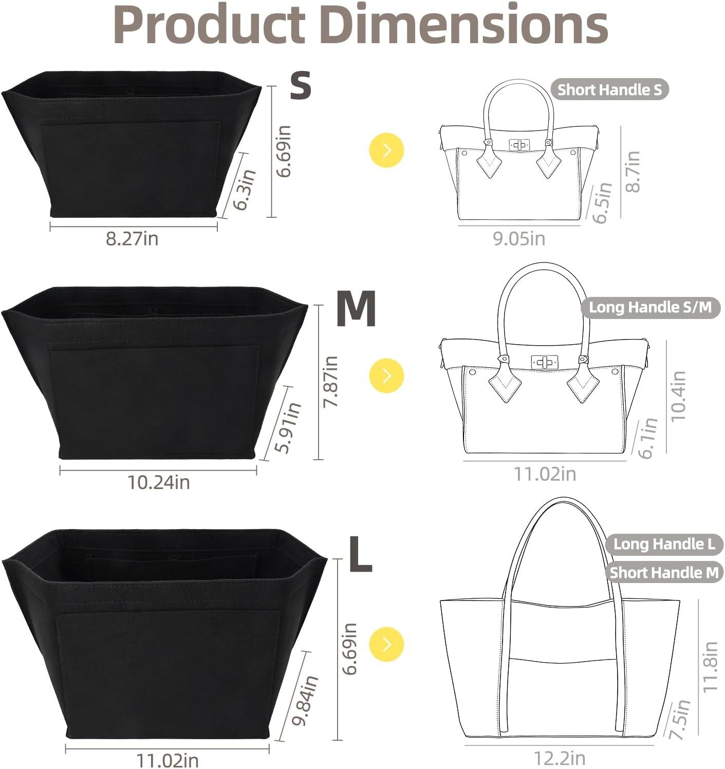 Thumbnail 1 de ZEKUN Taschenorganizer in M-Größe für Damentasche (Filz, Multi-Pocket, mit Schultergurt)