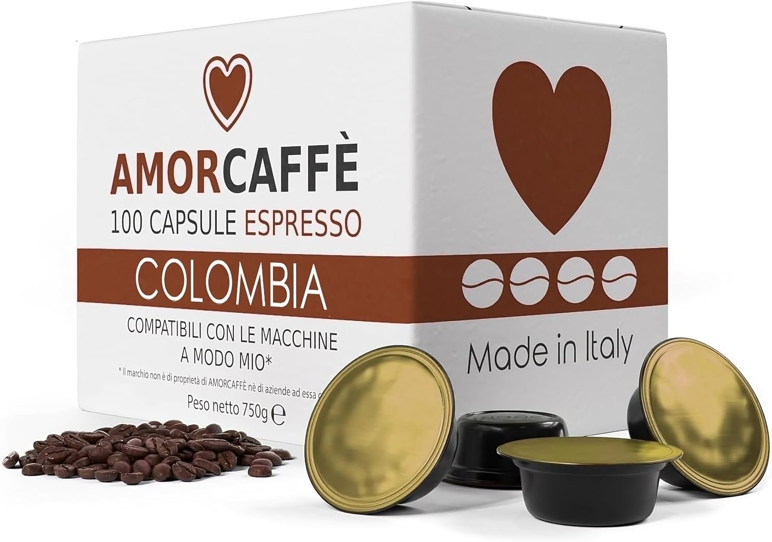 Detalle de Amorcaffe 100 Coffee Capsules for Lavazza A Modo Mio: Intenso Special with Flores & Alta Mogiana