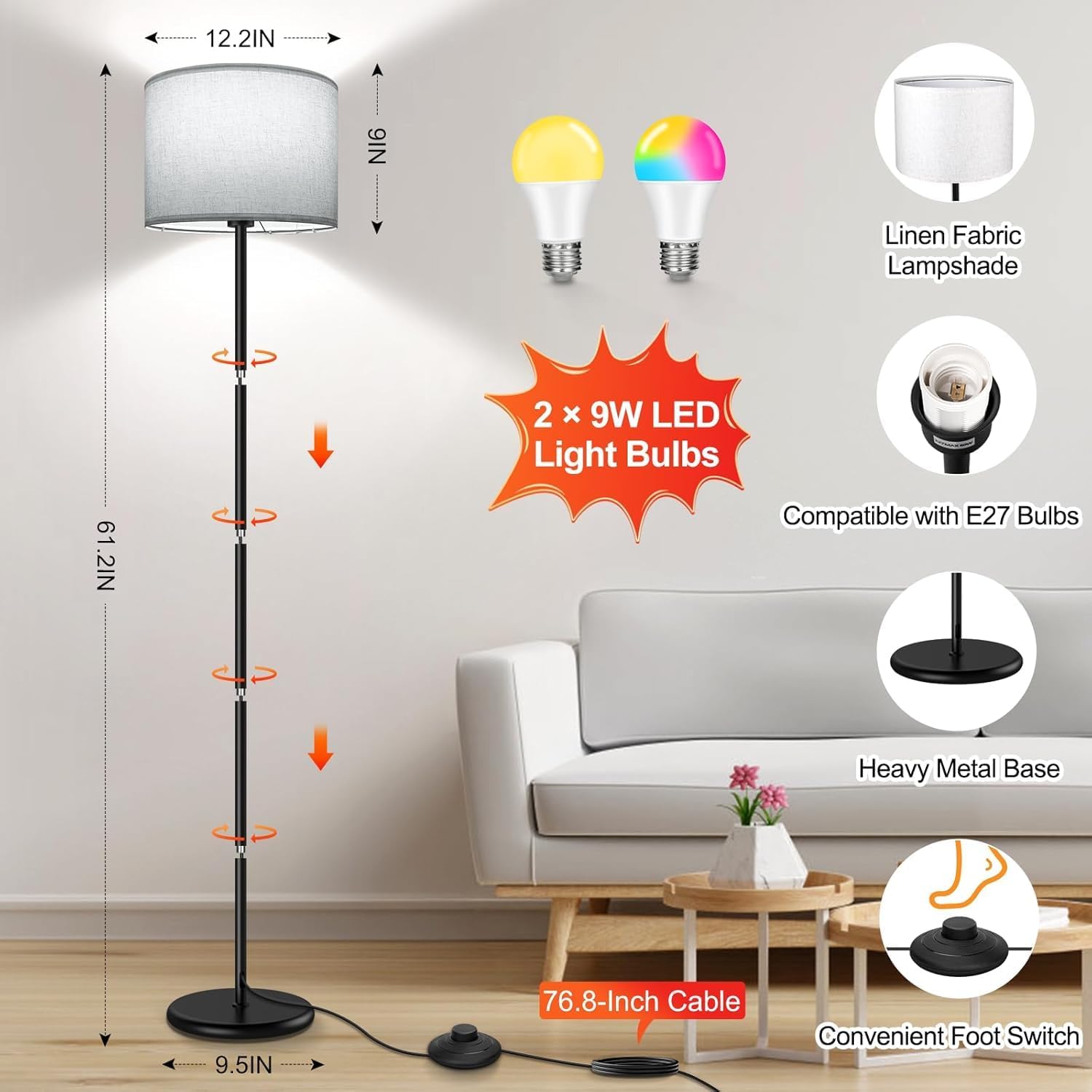Thumbnail 6 de Floor Lamp with RGB LED, App and Voice Control