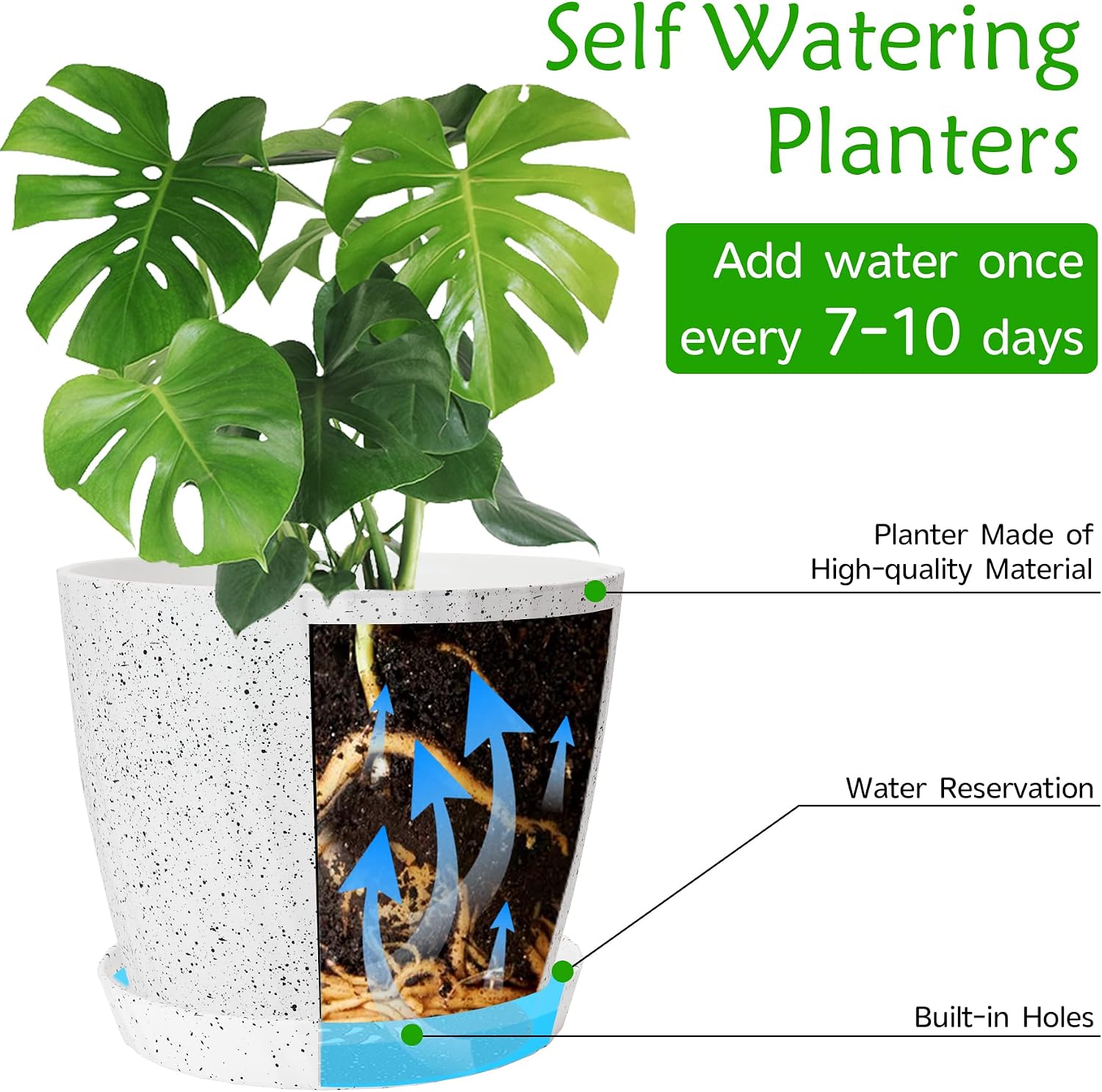 Detalle de Plastic Plant Pots 6 pack for indoor use
