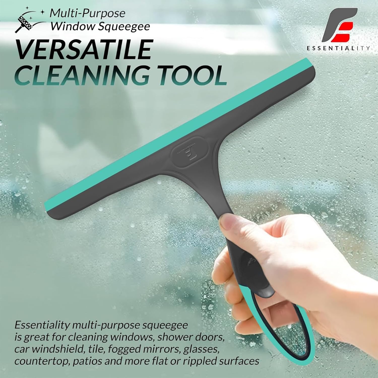 Detalle de Essentiality 2-Pack Multipurpose Window Squeegee – Turquoise/Grey