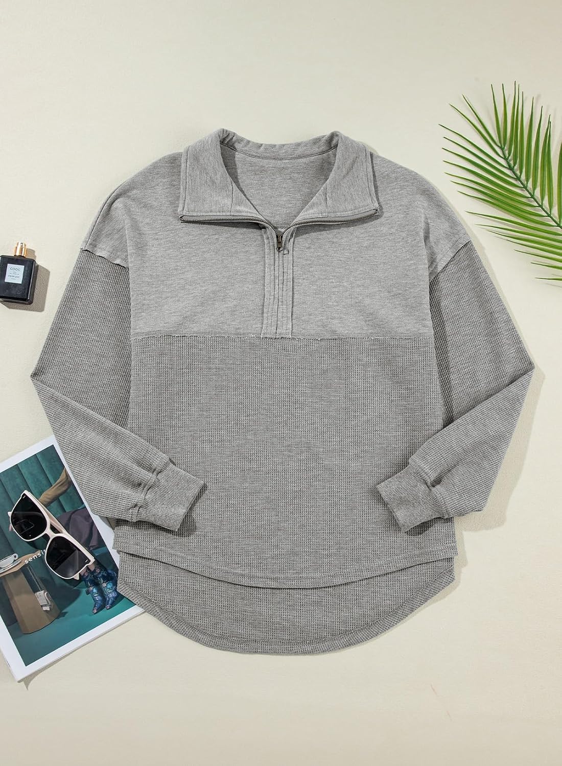 Thumbnail 5 de SHEWIN Womens Waffle Knit Half Zip Sweatshirt