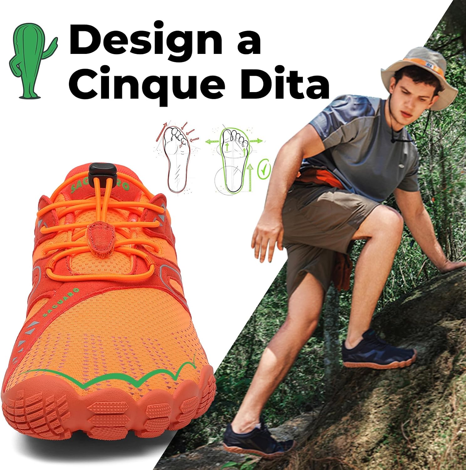 Detalle de SAGUARO Scarpe Barefoot Minimaliste da Trail Running a 5 Dita (Gr. 36-48)