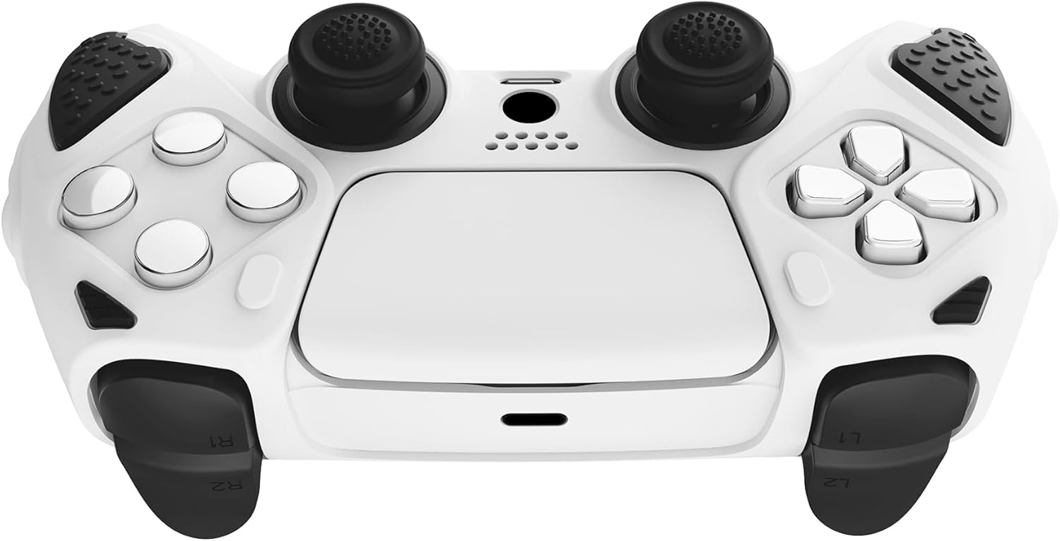 Thumbnail 3 de PlayVital Knight Edition White & Black Two Tone Anti-Slip Silicone Cover for PS5 Controller