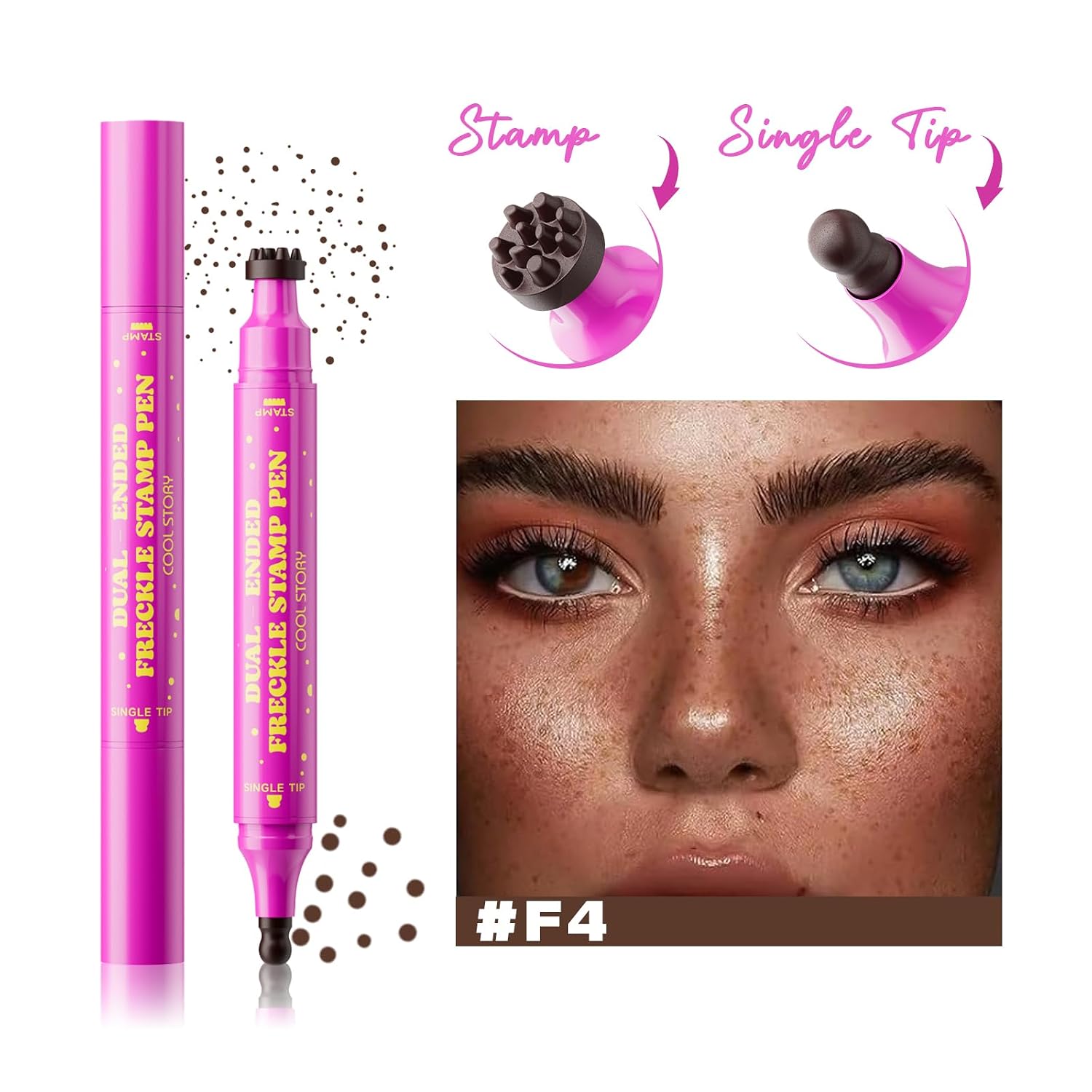 Detalle 2 de Beauty Glazed Dual-Ended Freckle Stamp Pen, Waterproof, 04 Deep Chocolate Brown