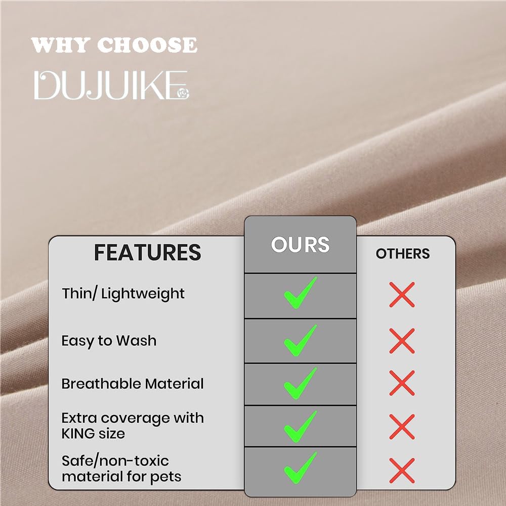 Detalle 2 de DUJUIKE Waterproof Bed Sheet Cover (Camel) — pet hair resistant mattress protector for dogs & cats, Queen 200 x 230 cm