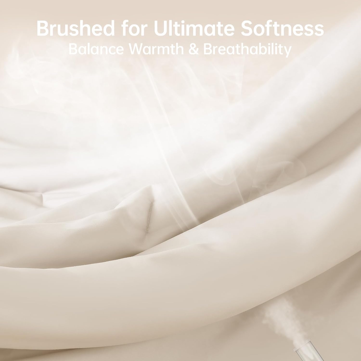 Detalle de MUXHOMO Beige Full Comforter Set — All Season Ultra-Soft Down Alternative Bedding, 3-Piece