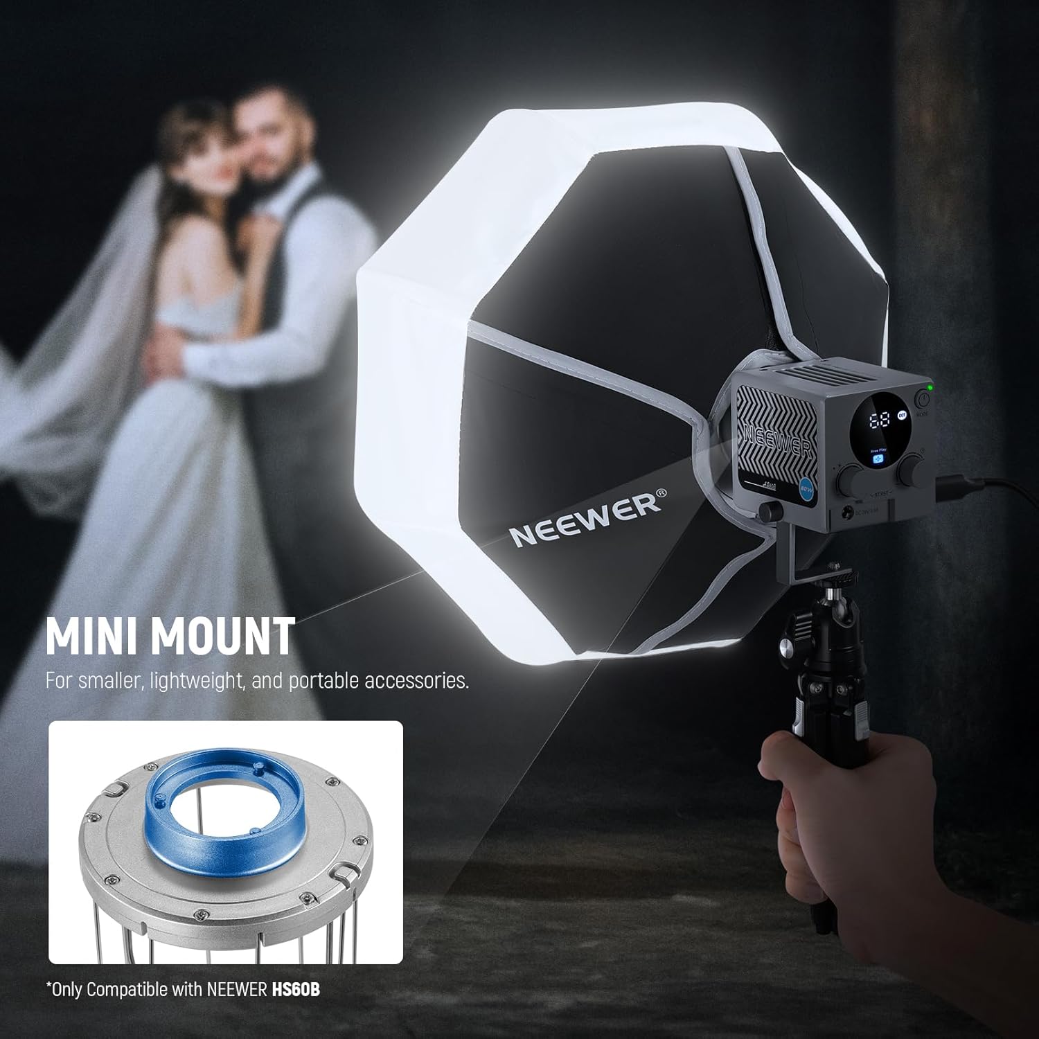 Thumbnail 1 de NEEWER Mini softbox lanterna 12" NS7L per HS60B/HS60C/HS60C Pro LED video