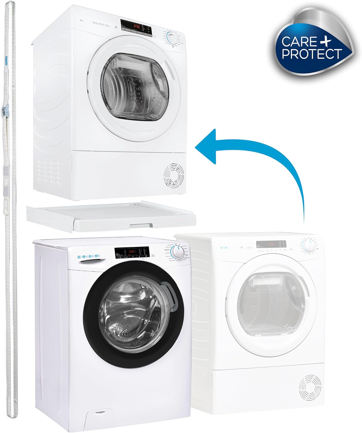 Detalle de CARE+PROTECT Universal Stacking Kit for Washing Machine and Tumble Dryer with Pull-Out Sliding Shelf
